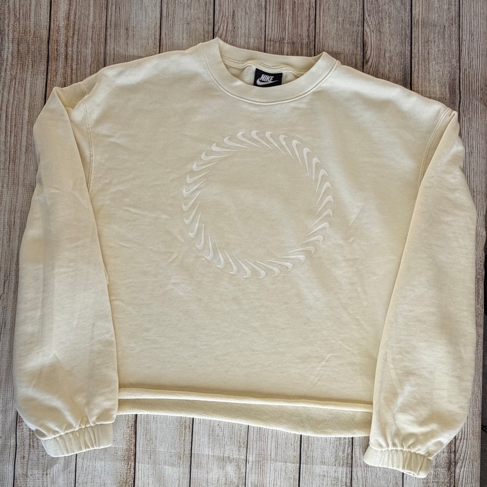 Nike Women's Beige Sweatshirt with White Design